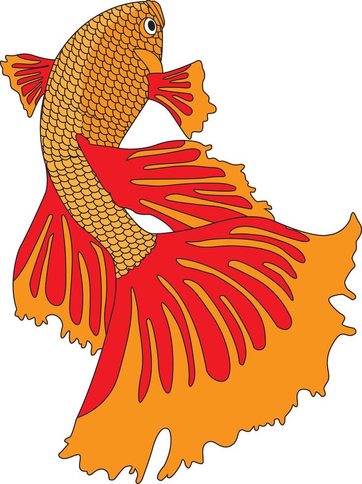 Orange And Yellow Fish With Long Tail vector