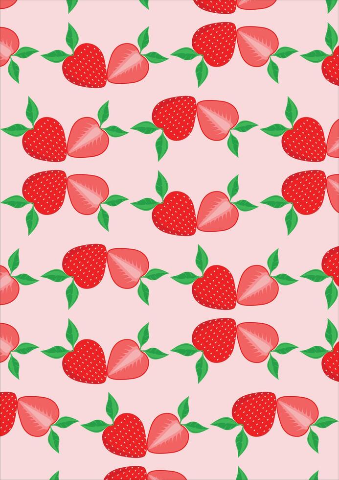 Strawberry Fruit Texture Background Wrapping Pattern vector
