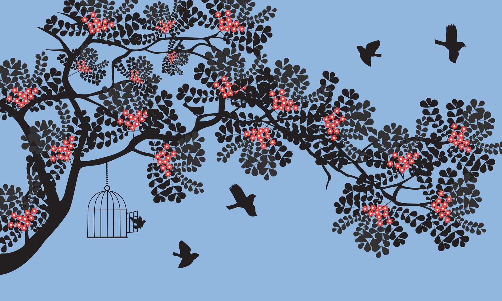 Freedom Birds Freely Flying From Prison Bird Cage vector