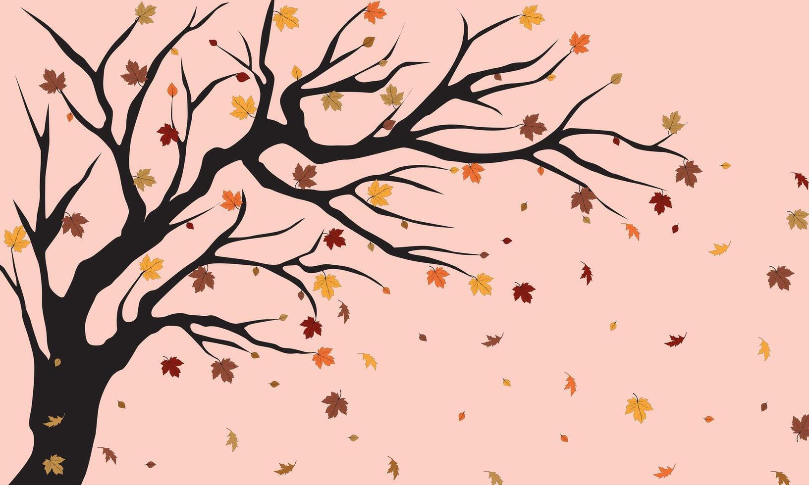 Tree Autumn Falling Leaves Illustration vector