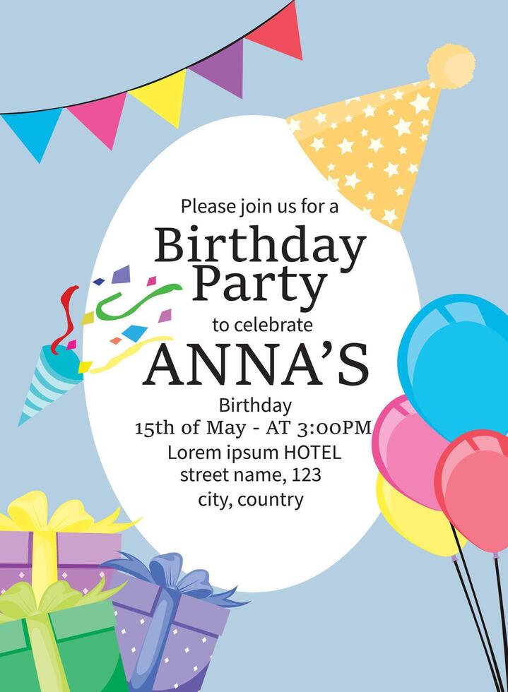Kids Birthday Party Invitation Card vector