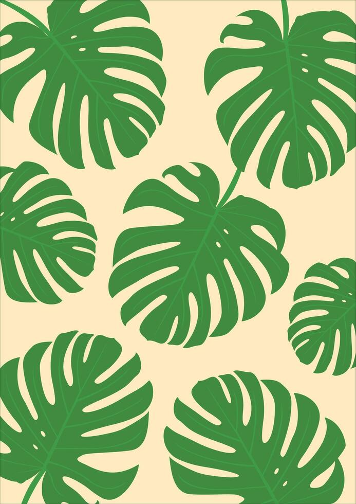Big Leaves Background Pattern Monstera vector