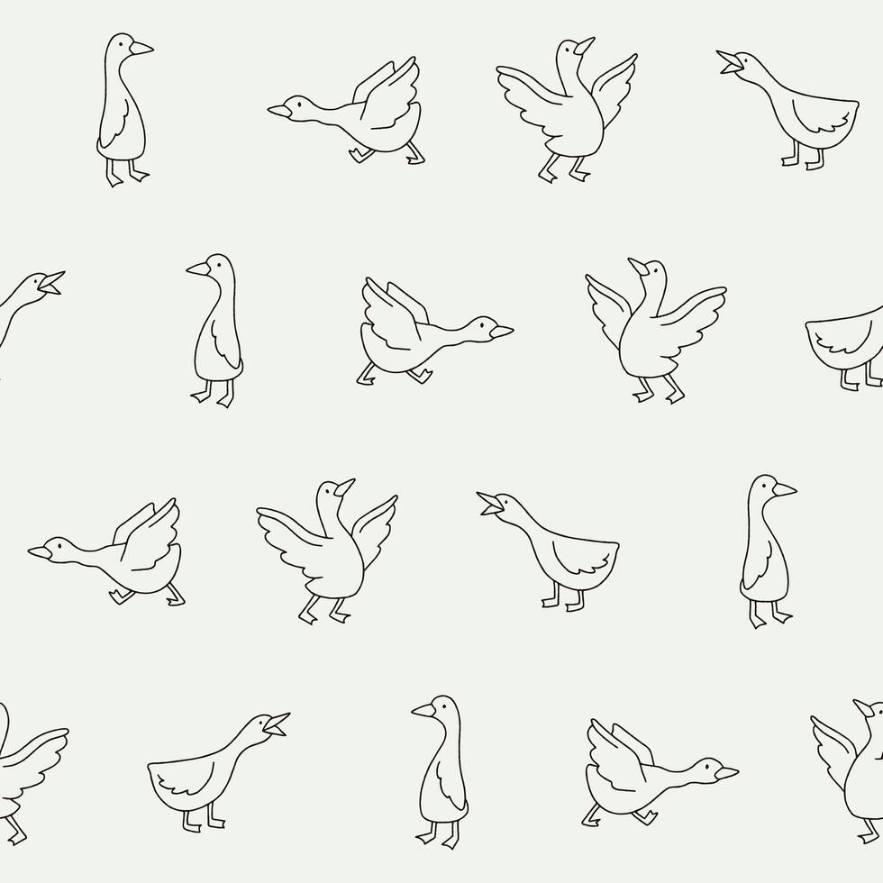 Outline Goose Seamless Pattern Background for Print Fabric Surface Fashion Wrapping vector