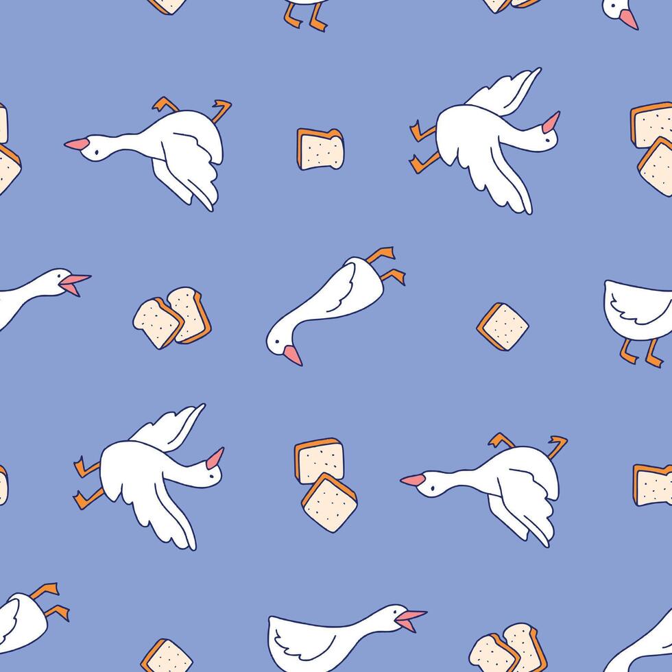 Seamless Pattern of Goose Animal Bread Background for Fashion Wrapping Print Fabric Surface vector