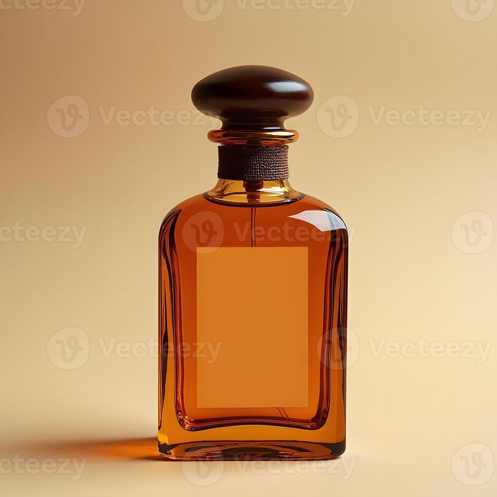 Front View of Exquisite Spicy Perfume Bottle with Rich Aromas photo