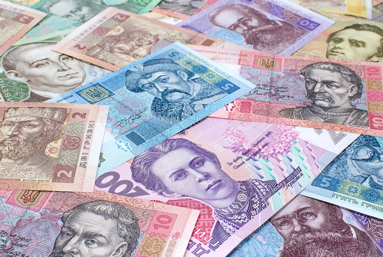 Background of banknotes Ukrainian hryvnias photo