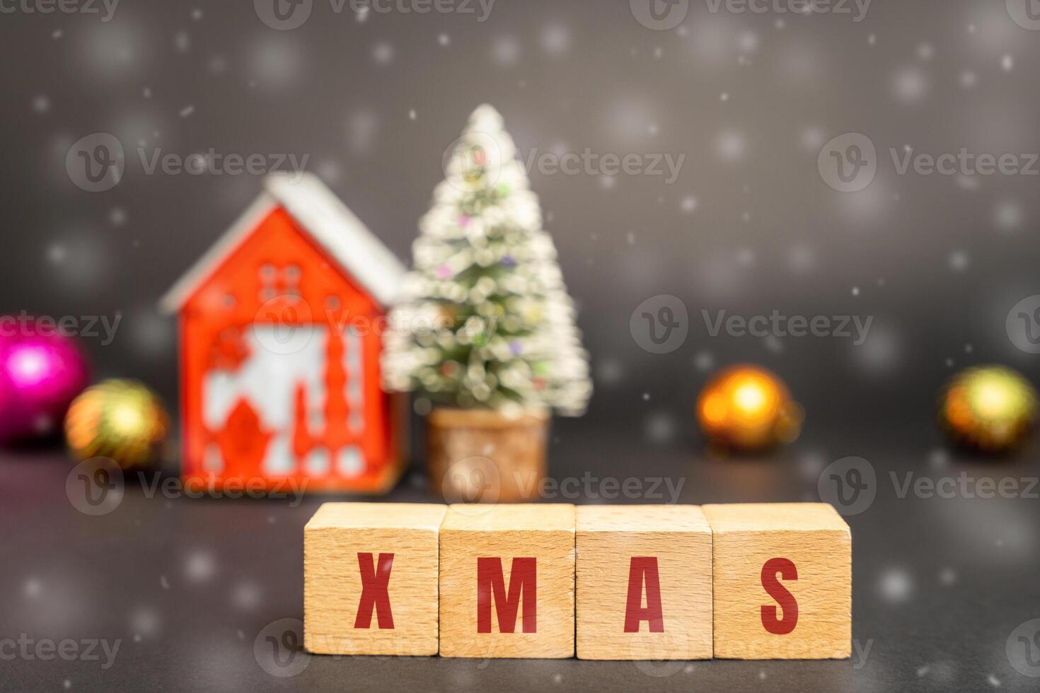 Wooden blocks with the word Xmas photo