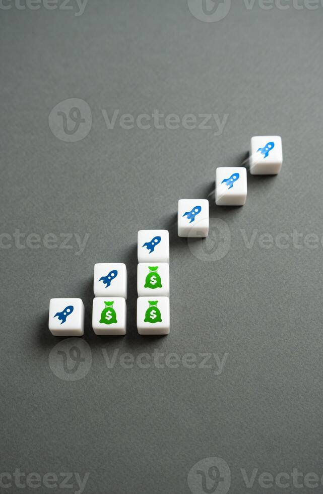 Successful startup launch with financial help in the beginning. Business growth innovation. Seed funding, entrepreneurship, investor backing, and market expansion. photo