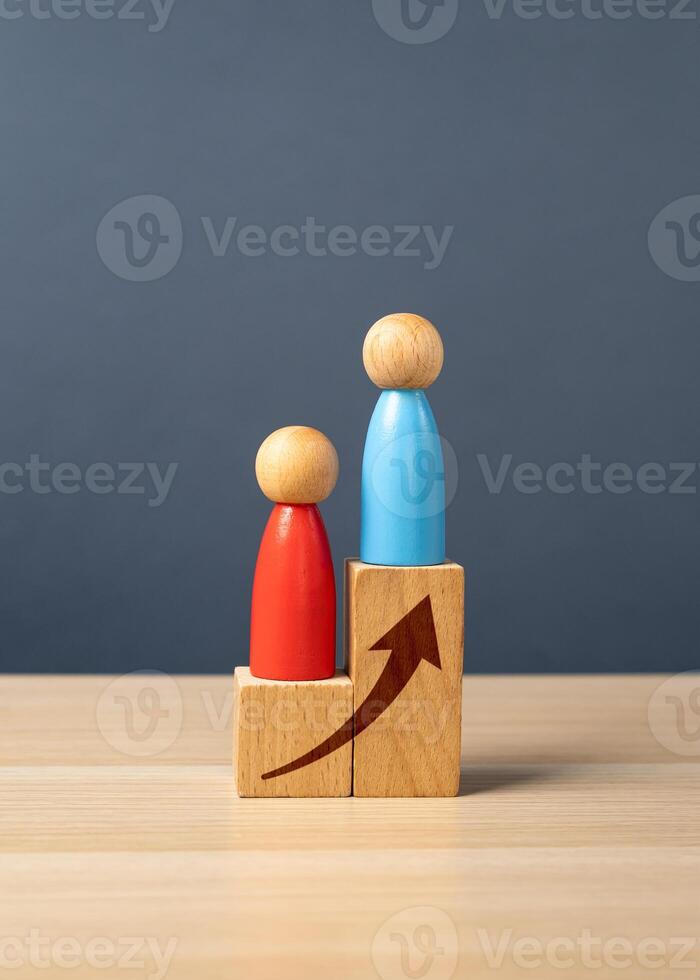 Achieve success by working as a team. Effective communication, leadership, and mutual support. Strategic cooperation. Synergy and trust photo