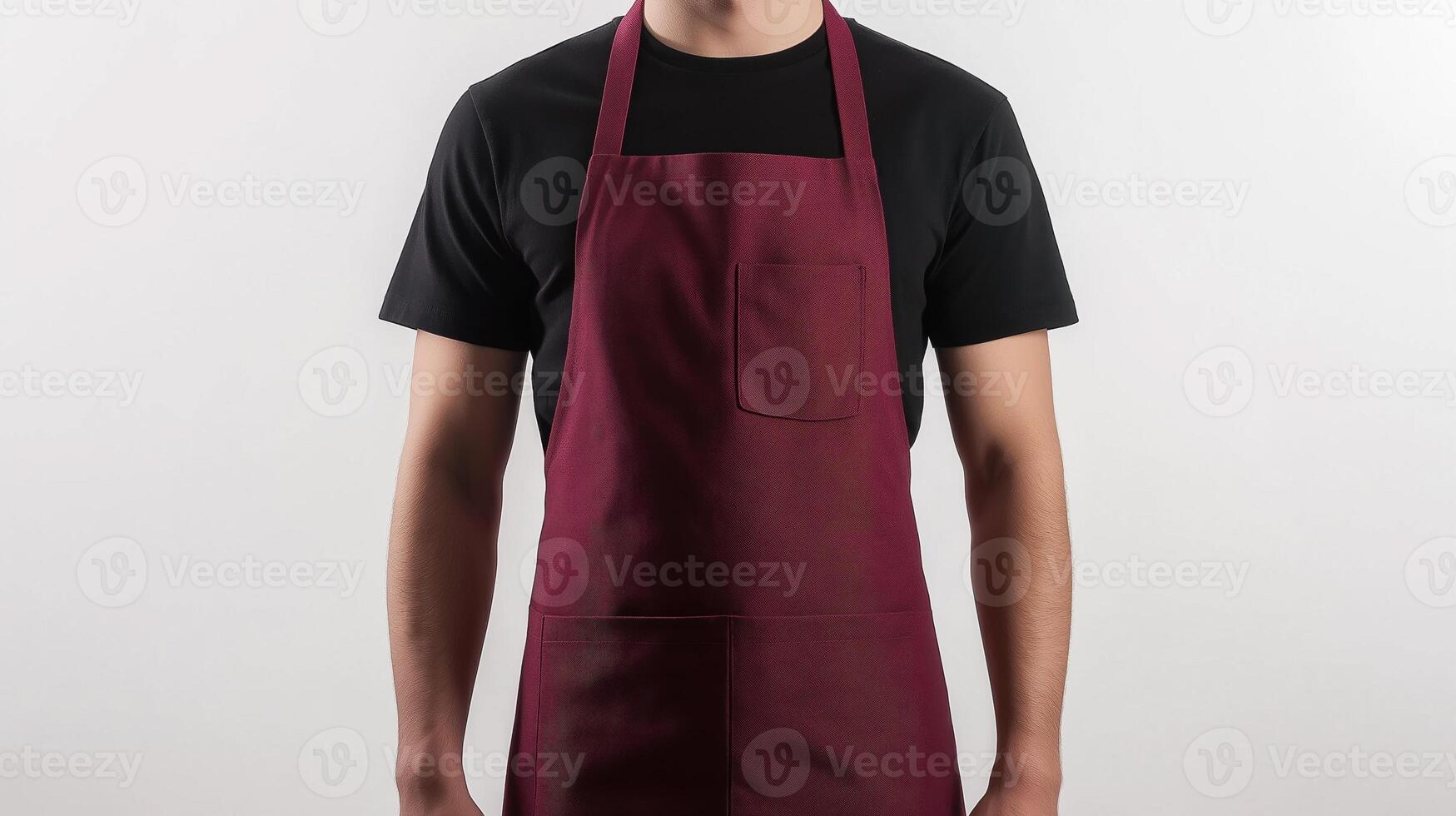A man wearing a maroon apron photo