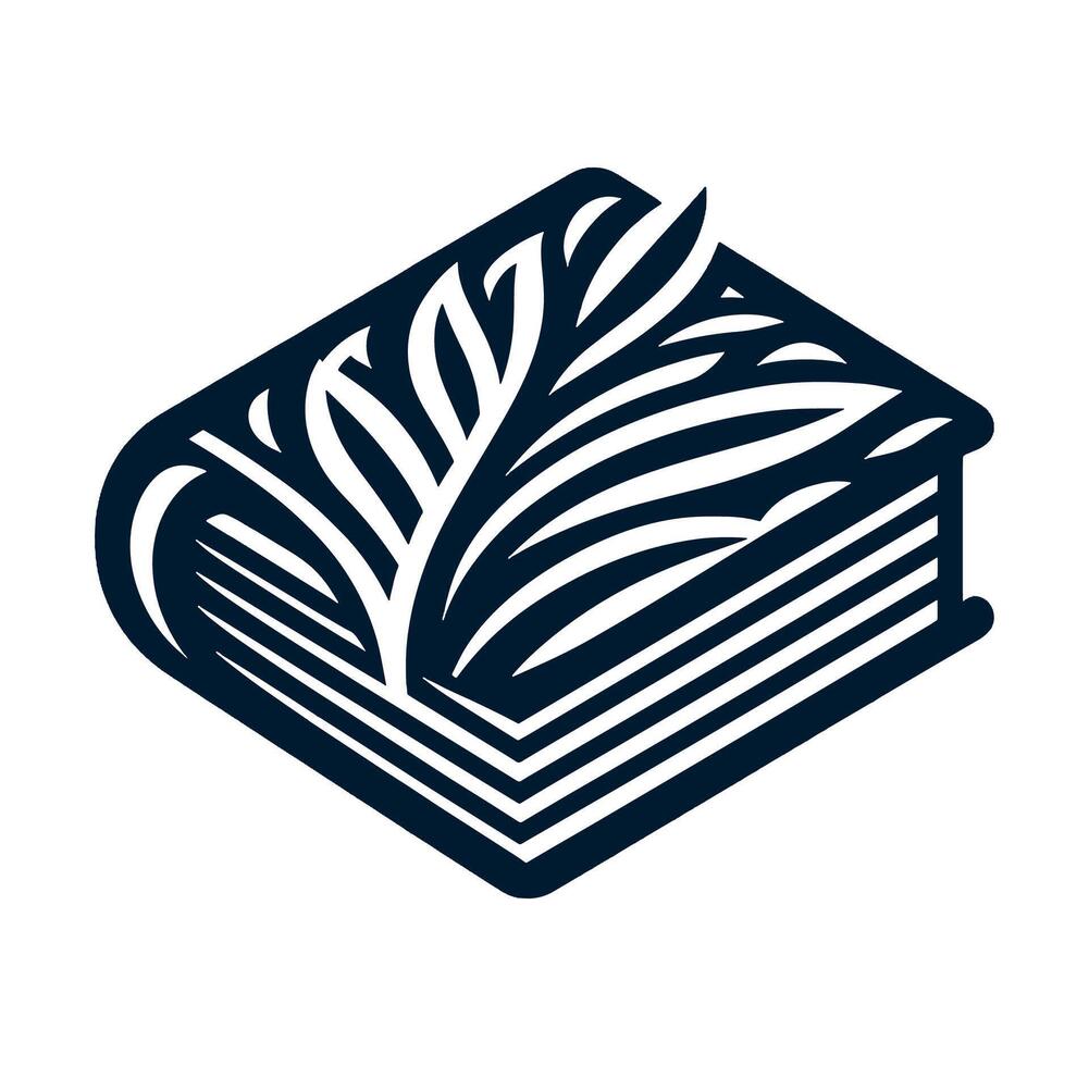 An open book with leaves on it vector