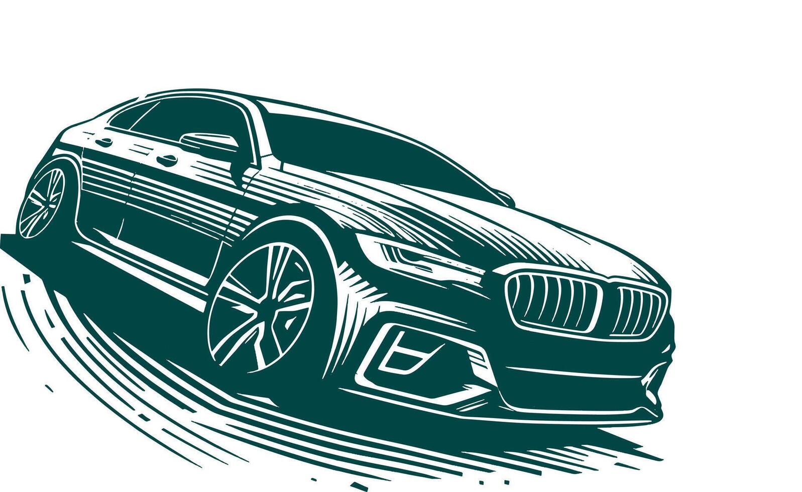 A car is shown in a drawing style vector