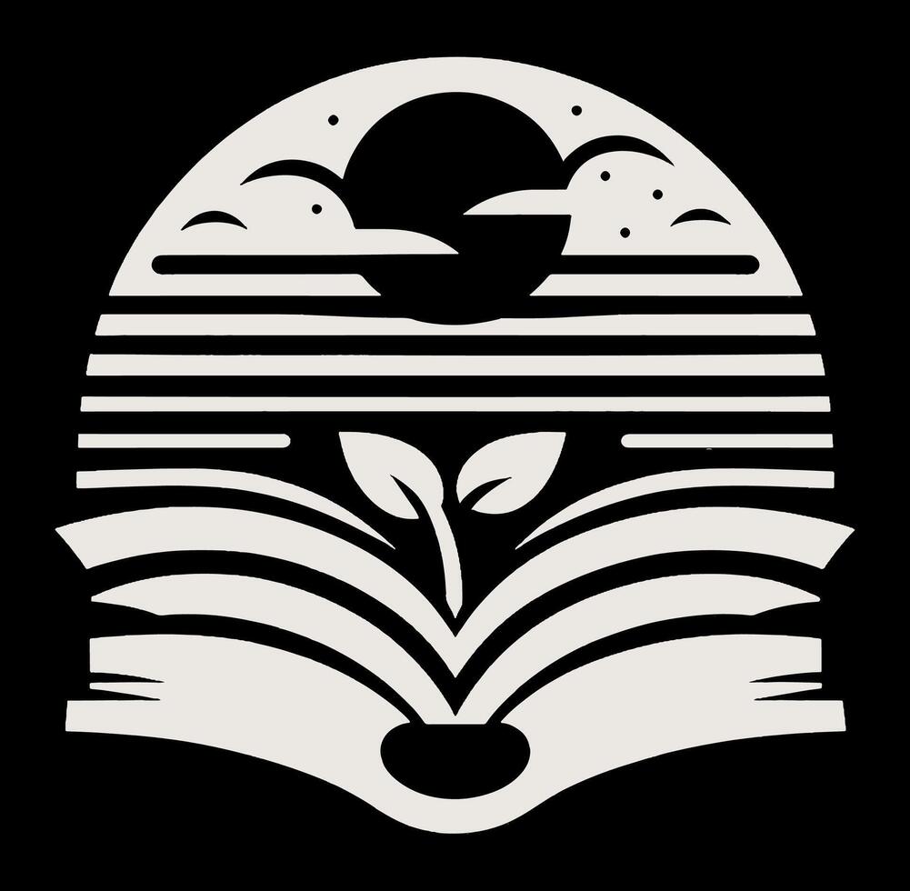 An open book with a plant growing out of it vector
