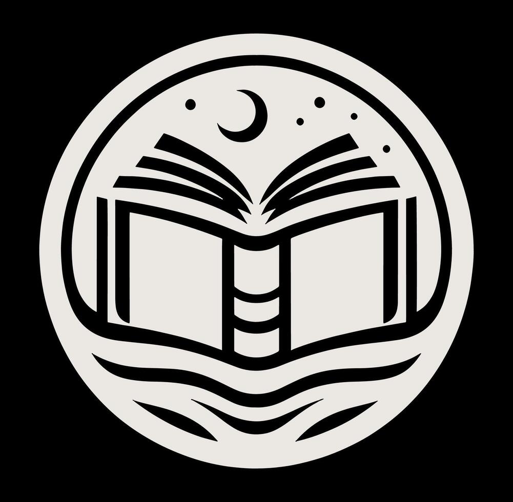 A black and white logo for a bookstore vector