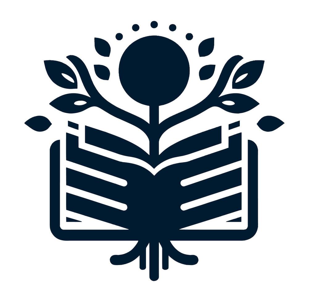 An open book with leaves and a tree vector