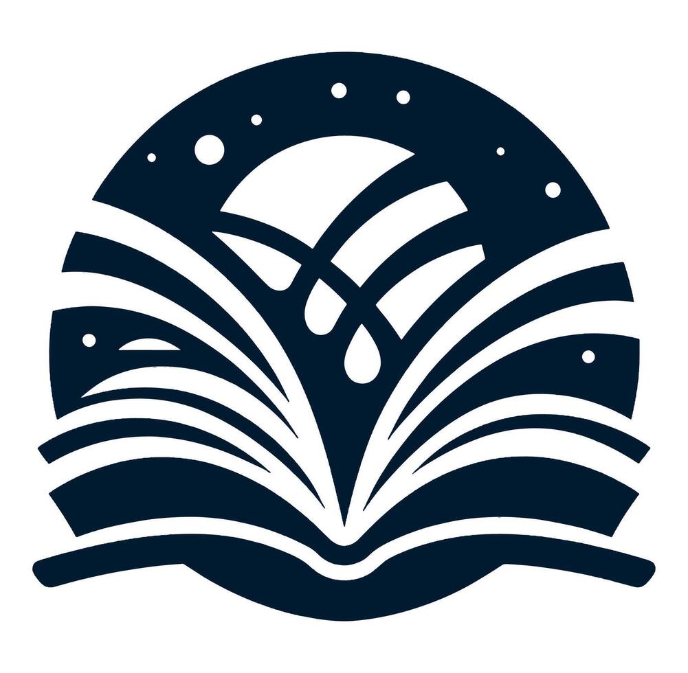 An open book with stars and moon on it with a background. vector