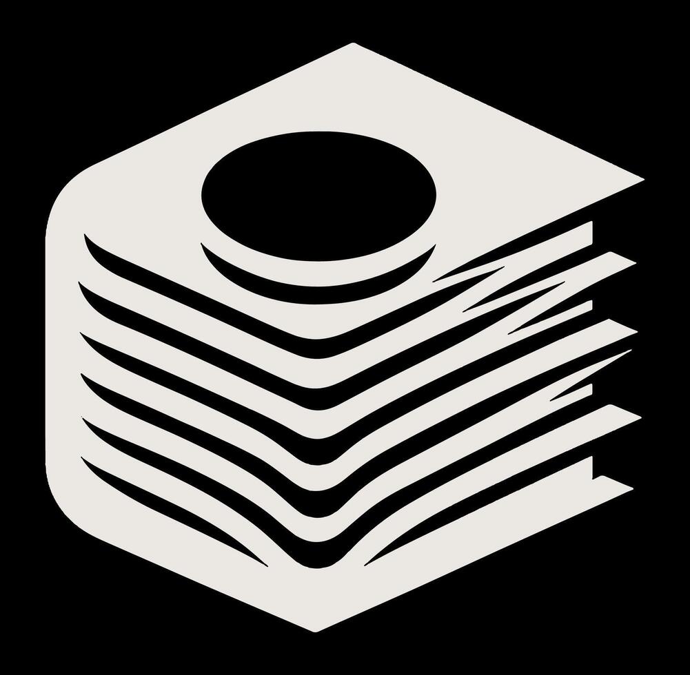A stack of books with a circle on top vector