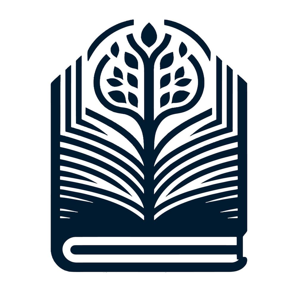 An open book with a tree on it vector