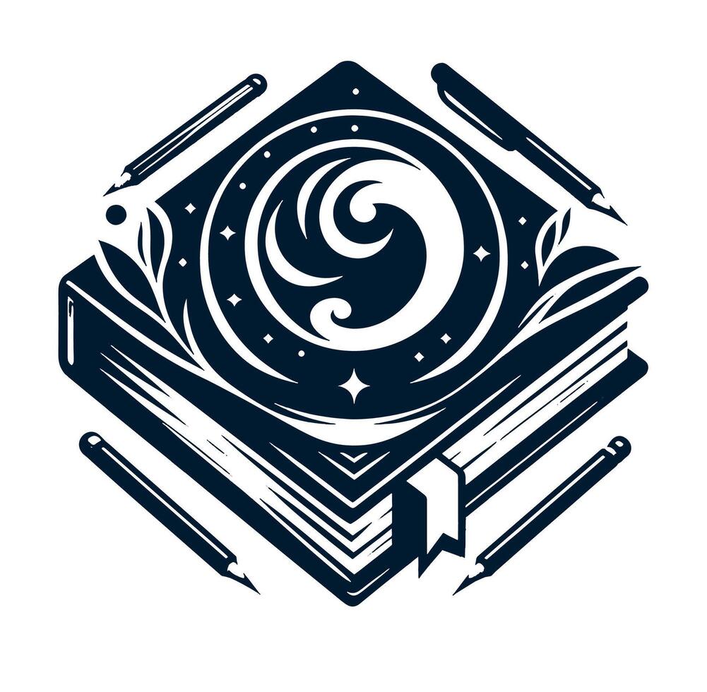 A book with a moon and stars on it vector