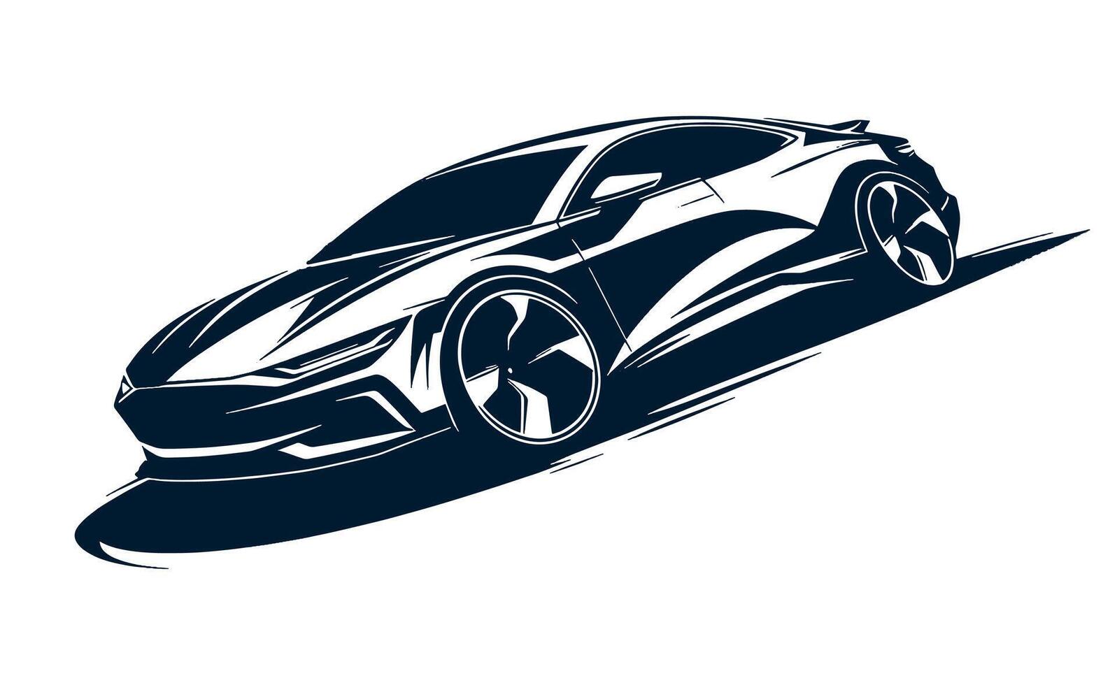 A black and white sports car on a white background vector