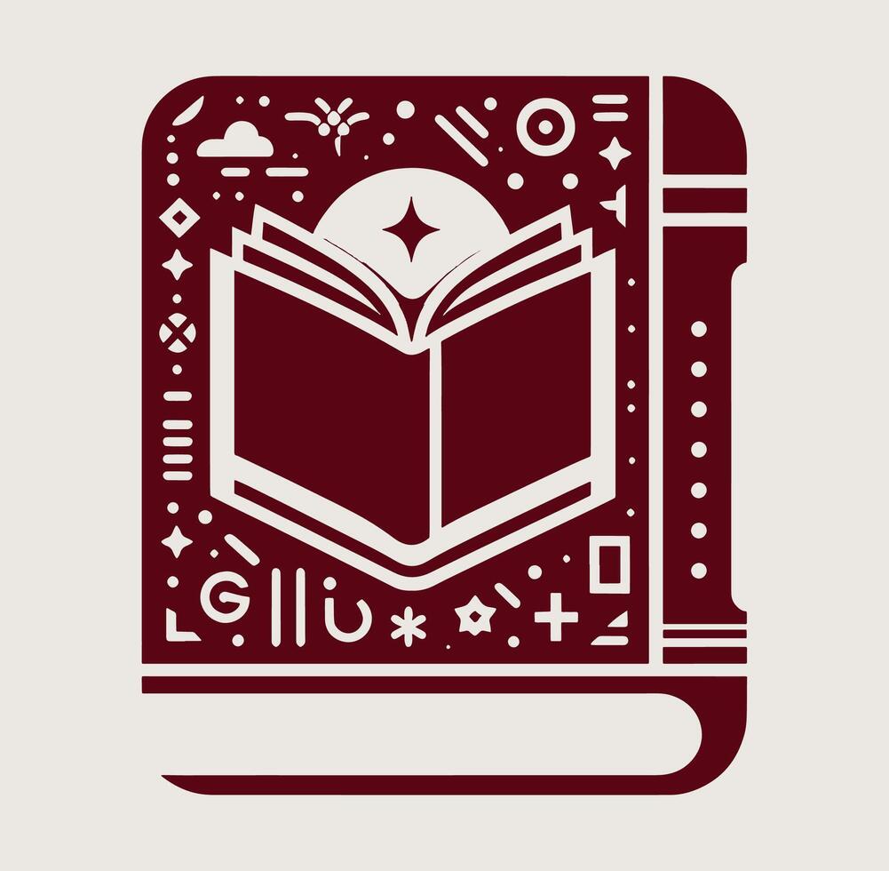 An open book with a star on it with a gray bavkground. vector
