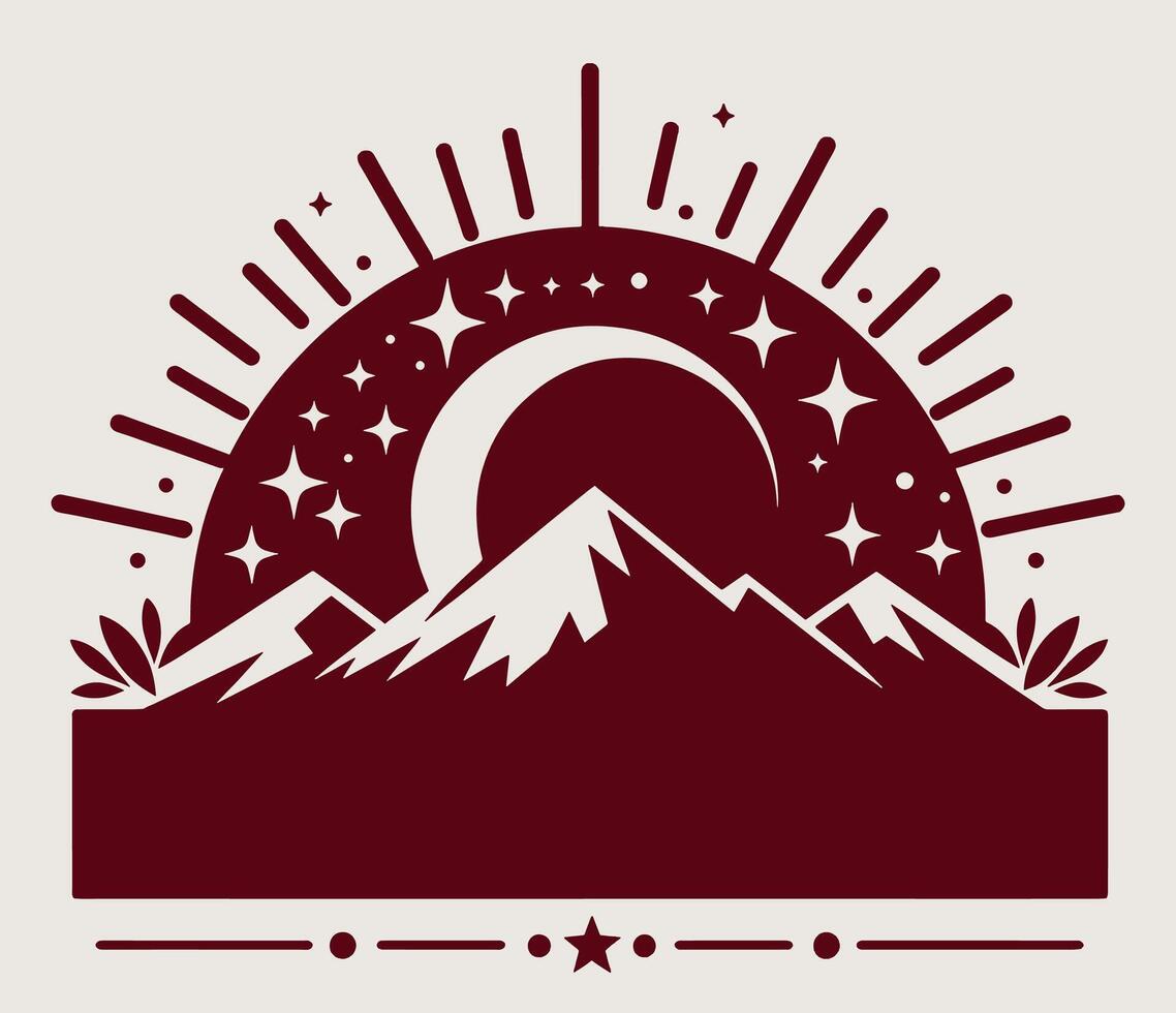 A logo for a mountain range with a moon and stars vector
