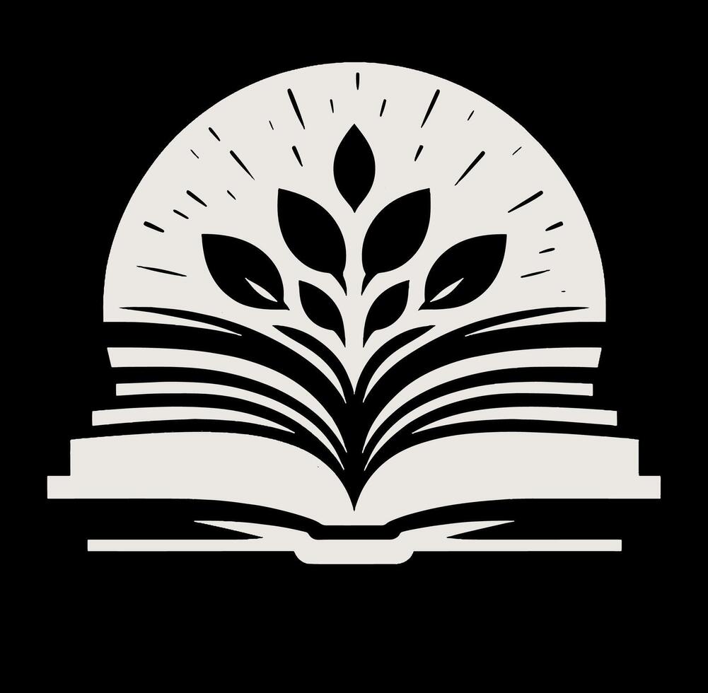 An open book with a leaf on it vector
