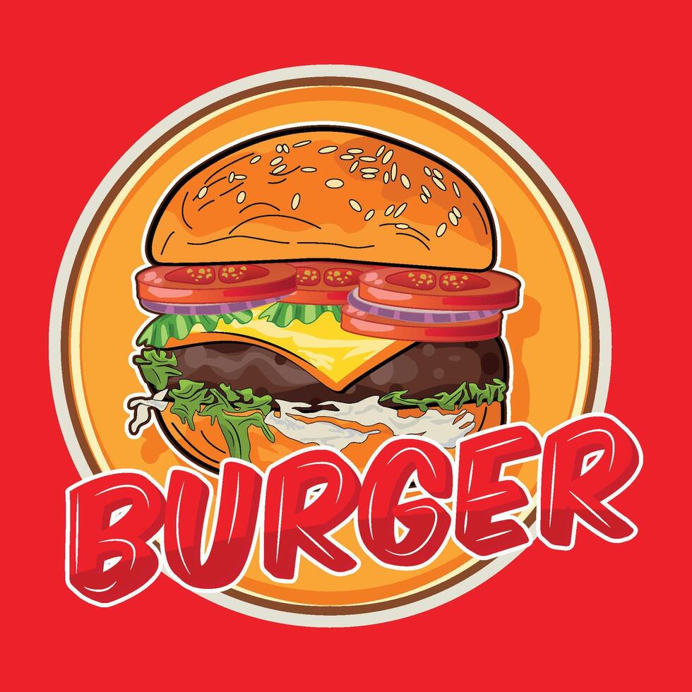 Logo hamburger with red background vector