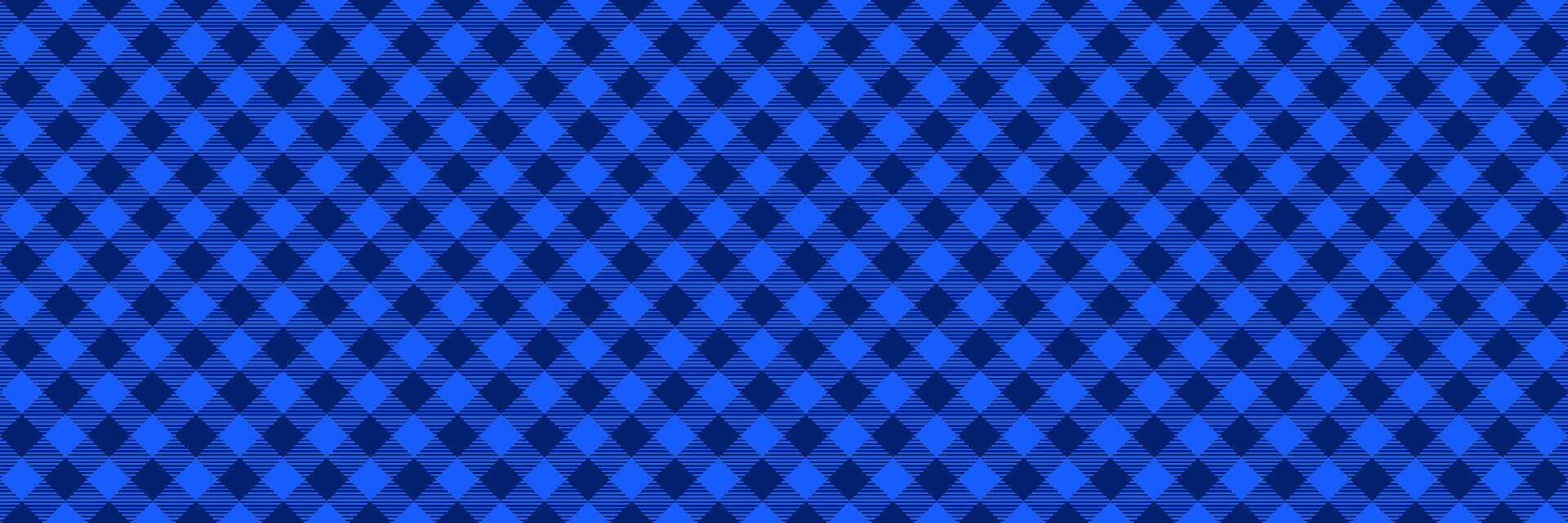 Diagonal gingham seamless pattern. Deep blue vichy background texture for textile design, fabric swatch, scarf cloth, suit print. Masculine checkered tweed plaid repeating wallpaper. vector