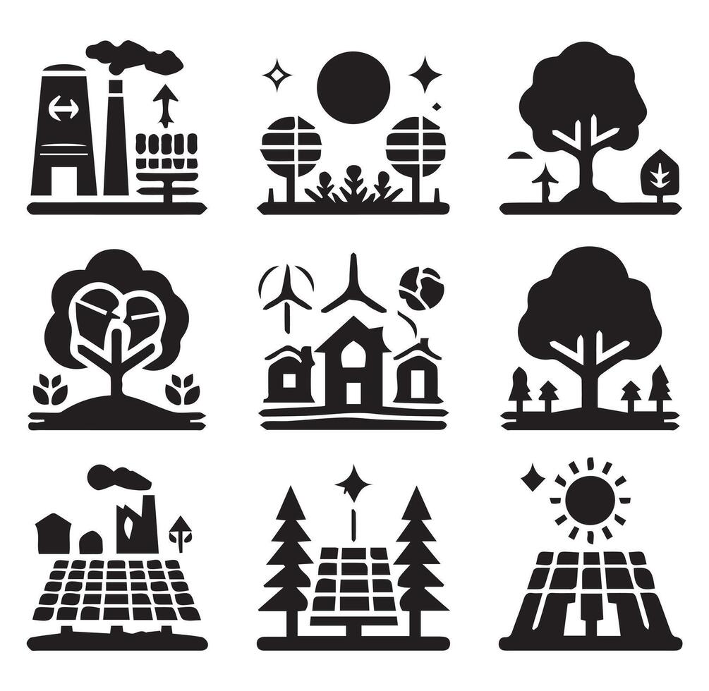 Solar system Nature Silhouette on a White Background vector