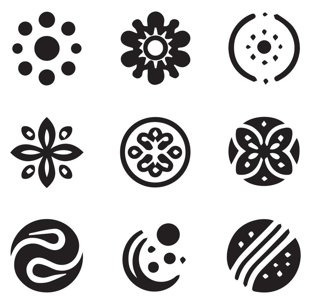 Different Flower pattern Silhouettes Silhouette on a White Background vector