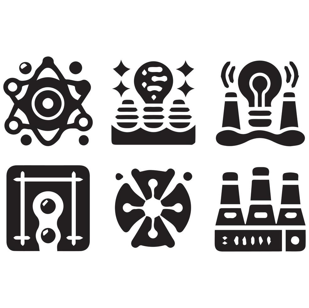 unique Technology and Innovation Elements Silhouette on a White Background vector