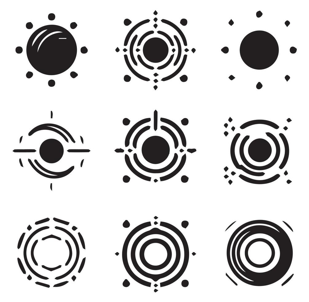 Different type Abstract Circle Patterns Silhouette on a White Background vector