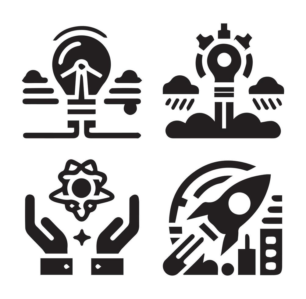 Technological Icons Different 4 Silhouette on a White Background vector