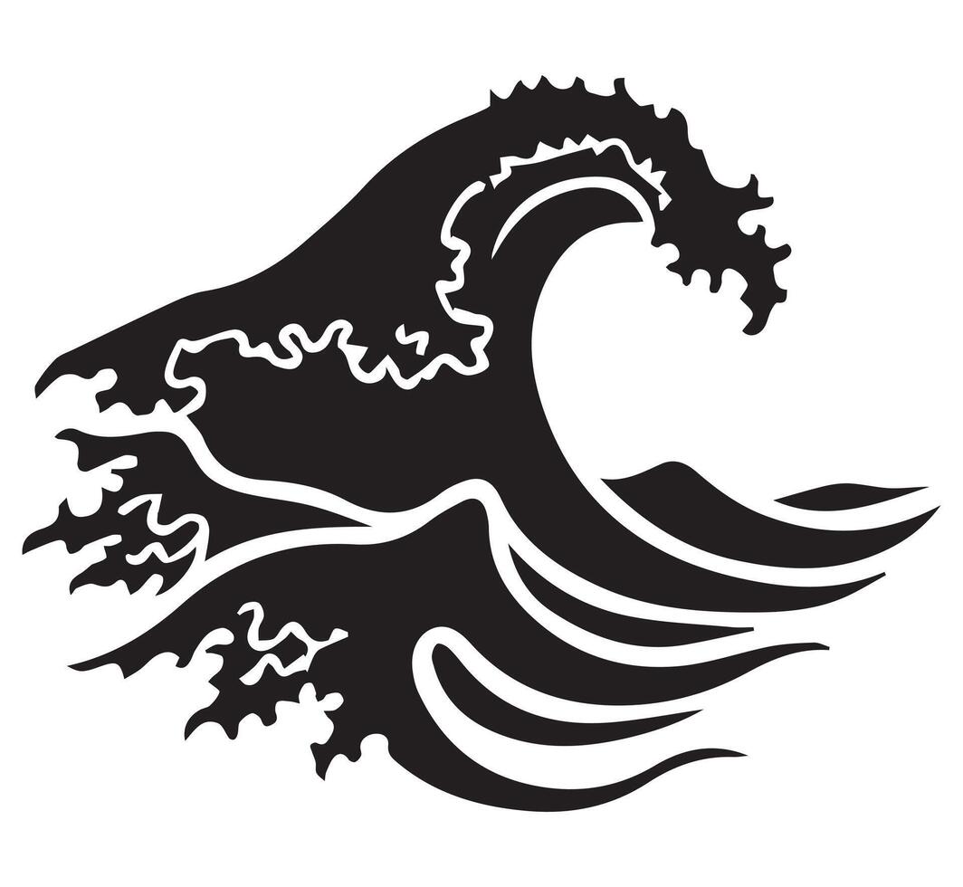 Fluid Wave Forms Silhouettes in an Abstract Style vector