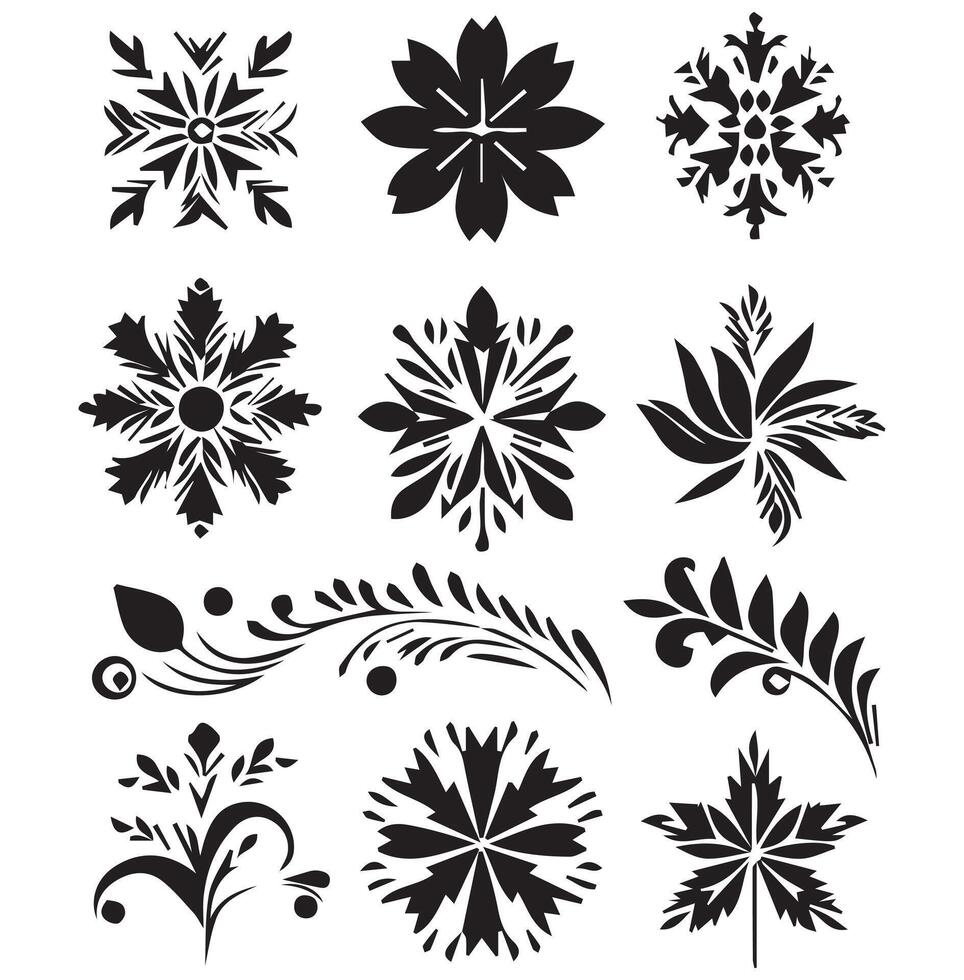 Elegant Flower Pattern Silhouettes on a White Background vector