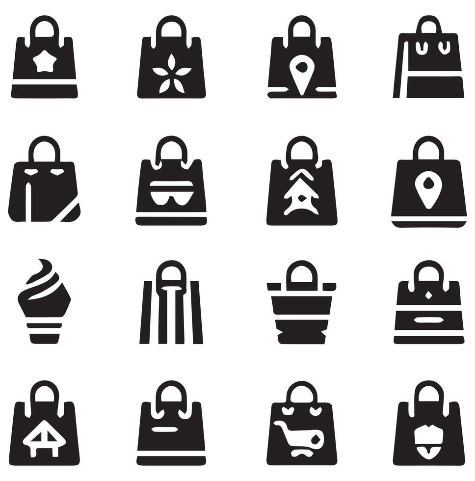 Various Shopping Bag Silhouette on a White Background vector