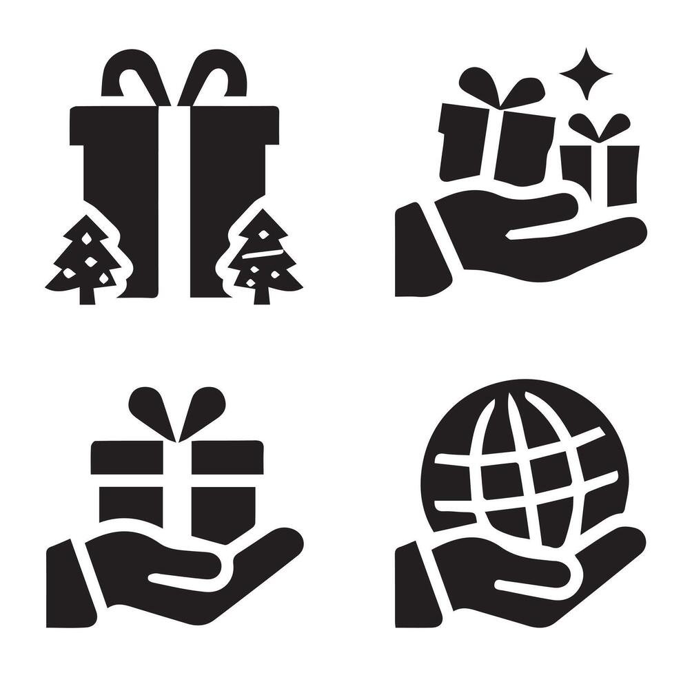 Elegant Minimalist Present Icons in Black and White Background vector