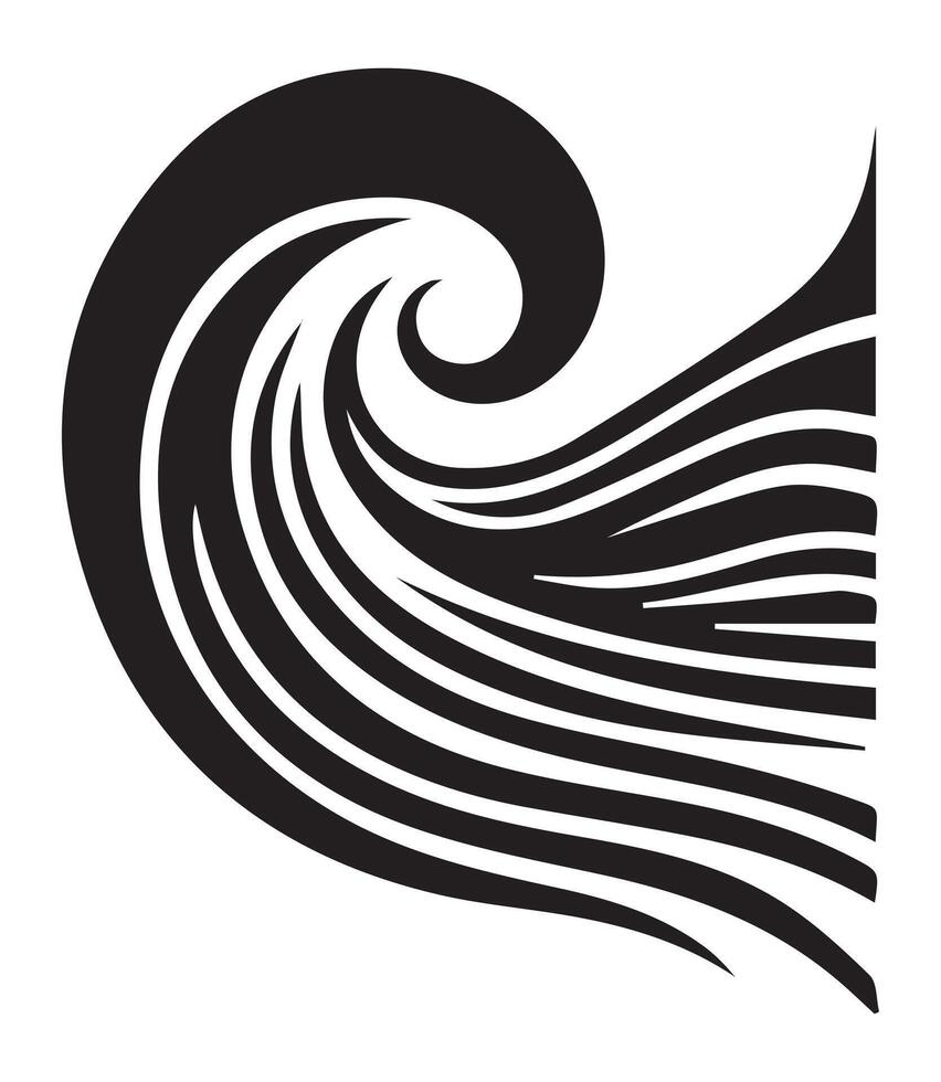Abstract Water Wave Silhouettes on a White Background vector