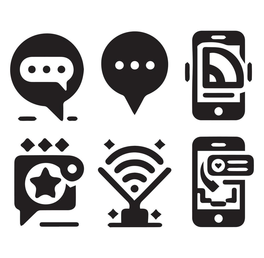 Digital Communication Tools Silhouette on a White Background vector