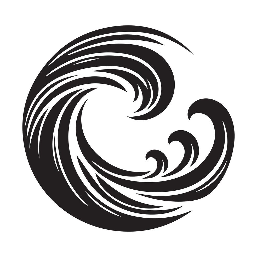 Elegant Water-Inspired Wave Silhouettes on White Background vector