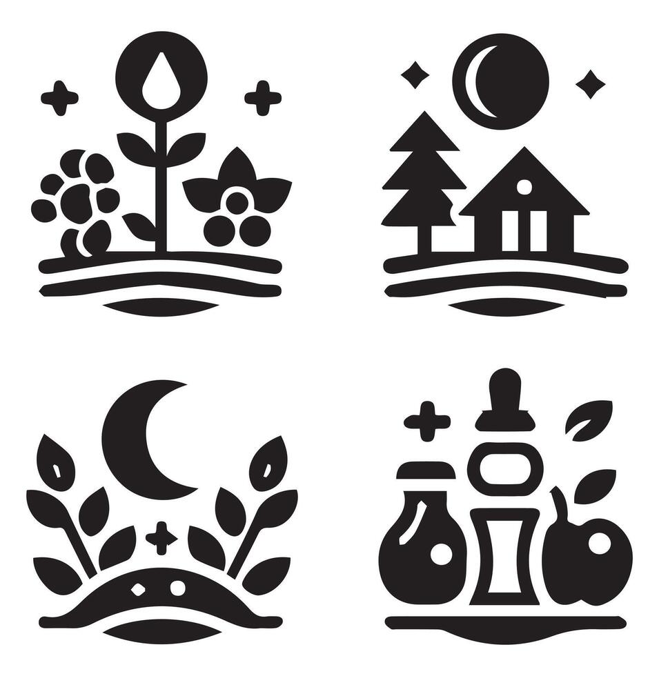Collection of Nature-Inspired Silhouettes for a Clean Design vector