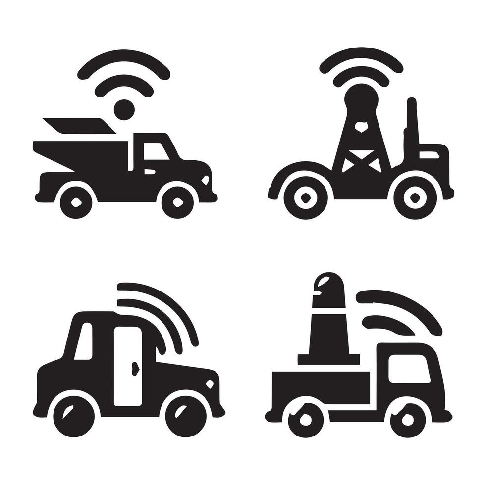 Transportation and Movement Icons Silhouette on a White Background vector