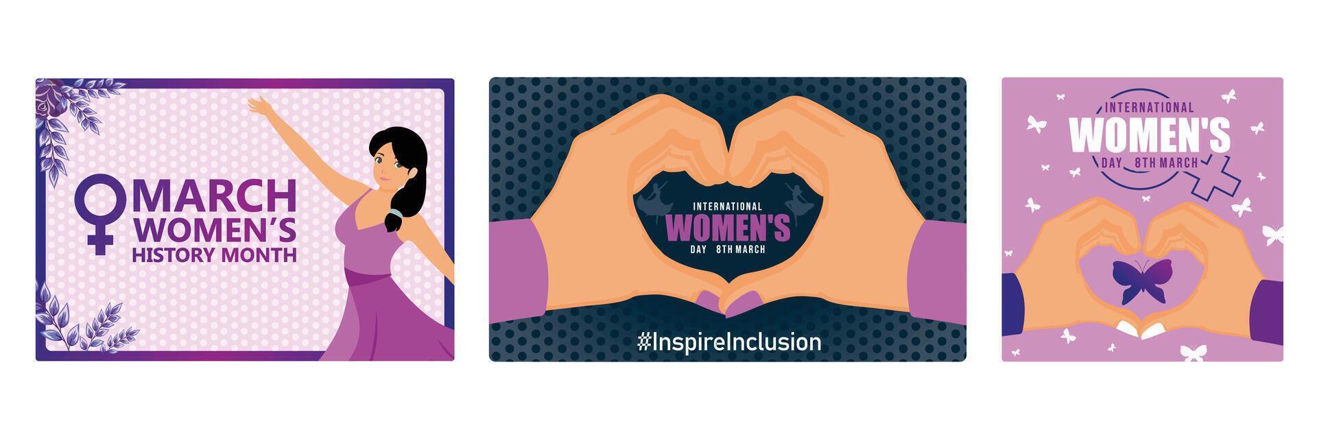 Celebrating Women's History Month with women's empowerment and heart-shaped hands. vector