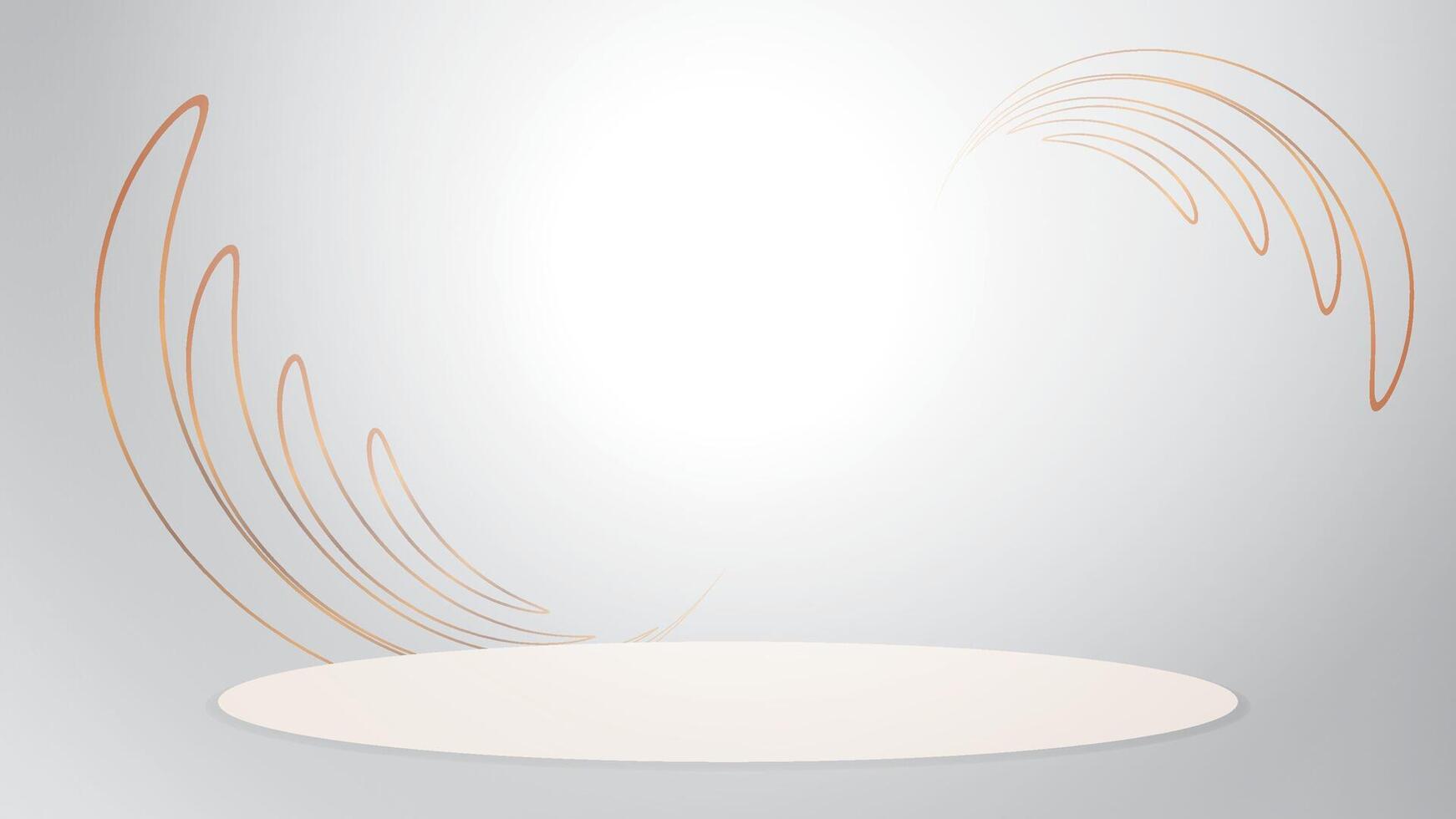 Abstract white and gray color, modern design stripes background with curve lines, circle shape, minimal podium on gray background illustration. vector