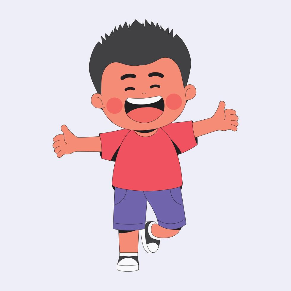 Happy Kid Cartoon Character Illustration vector