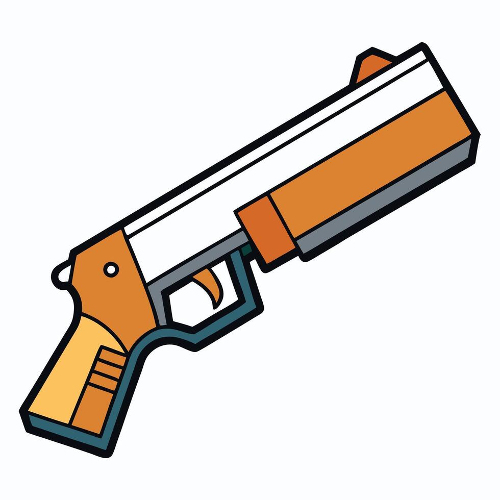 A cartoon gun with orange and white stripes vector