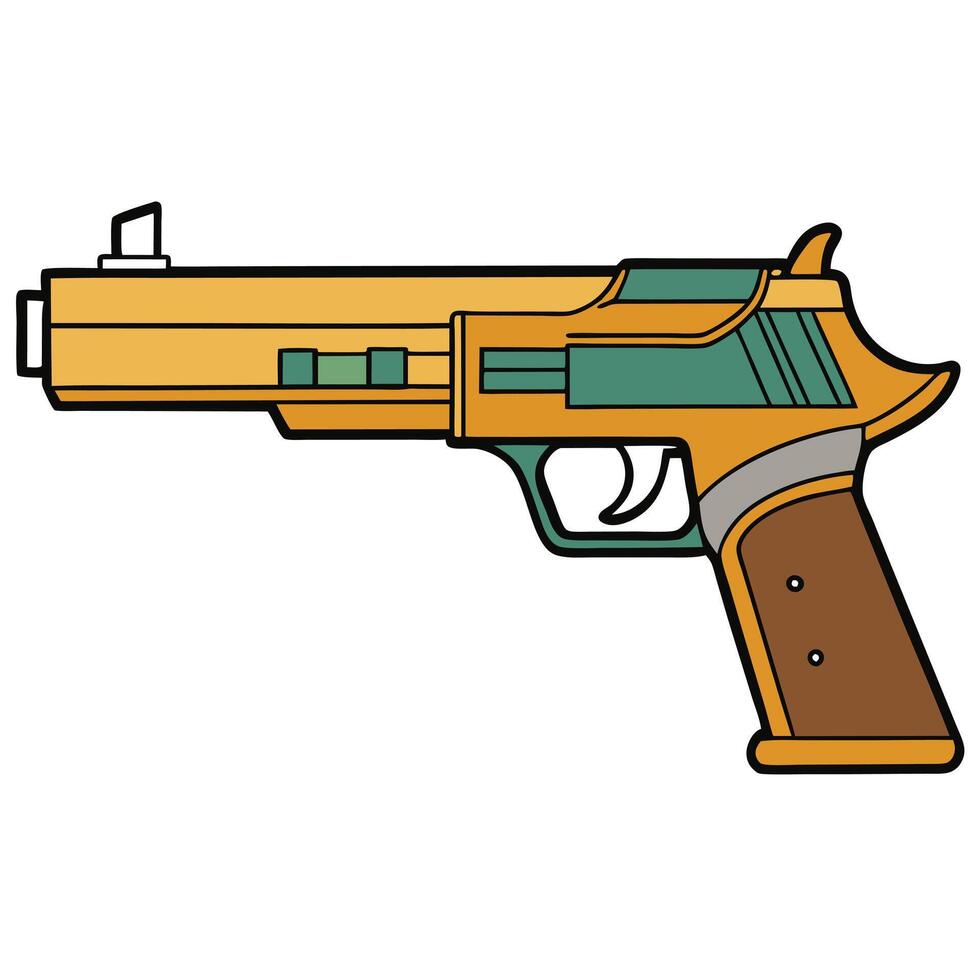 A gun with a green and yellow color scheme vector