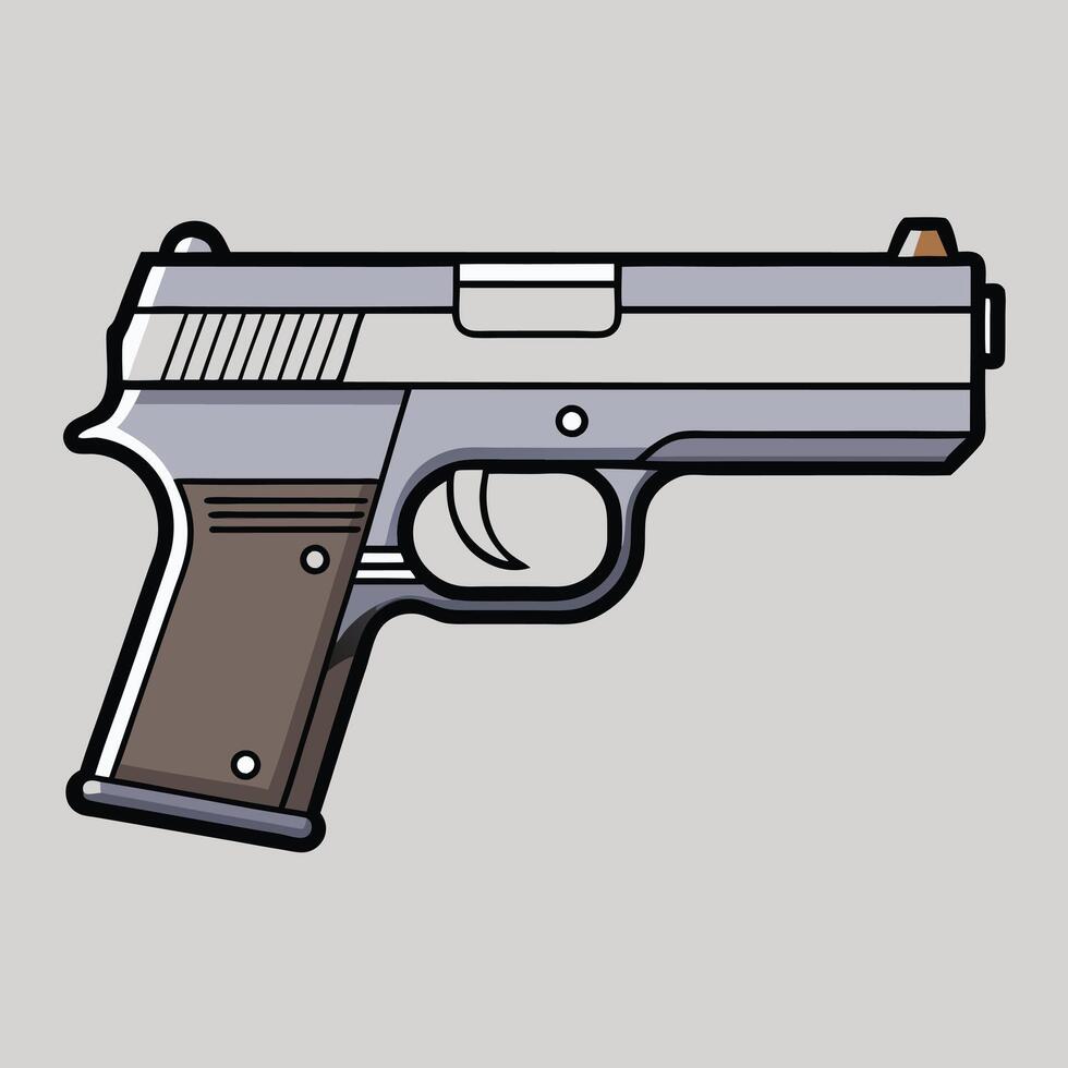 A gun on a gray background with a white background vector