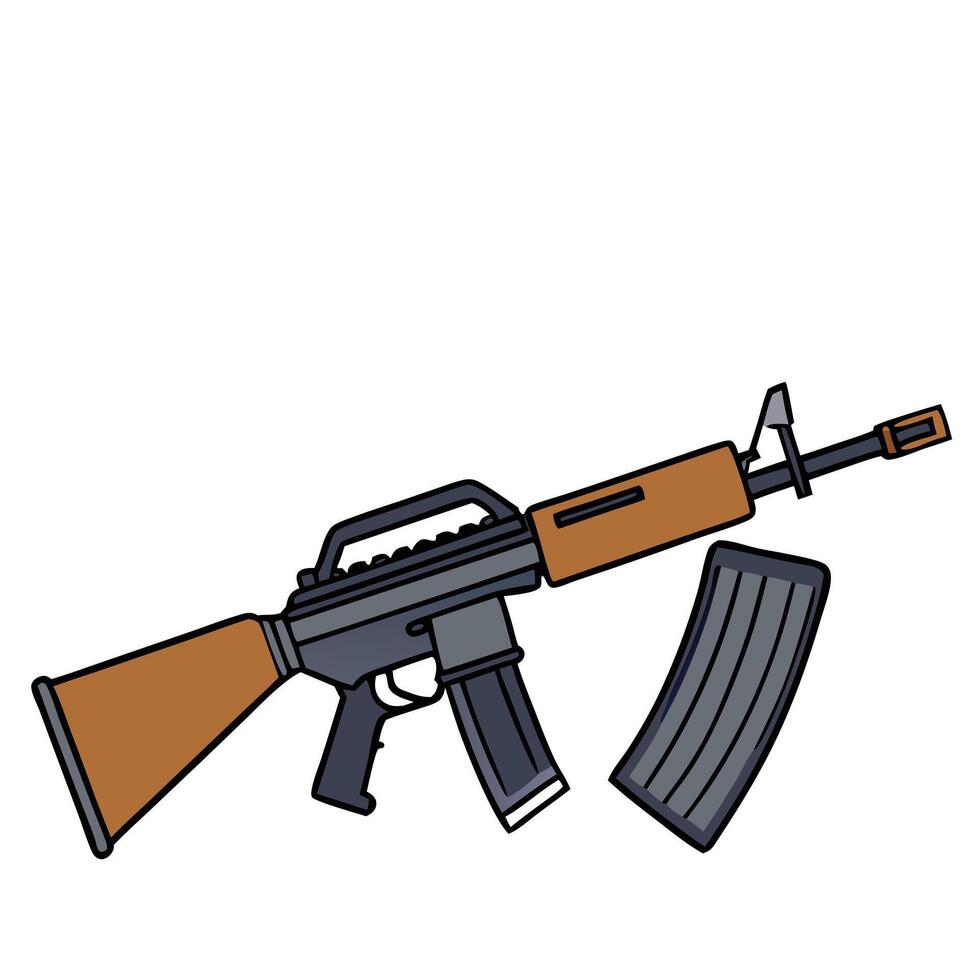 An automatic rifle with a magazine on a white background vector